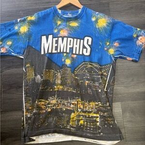 Vintage 90’s Memphis AOP Tshirt Single Stitch Large No Tag Rare shirt